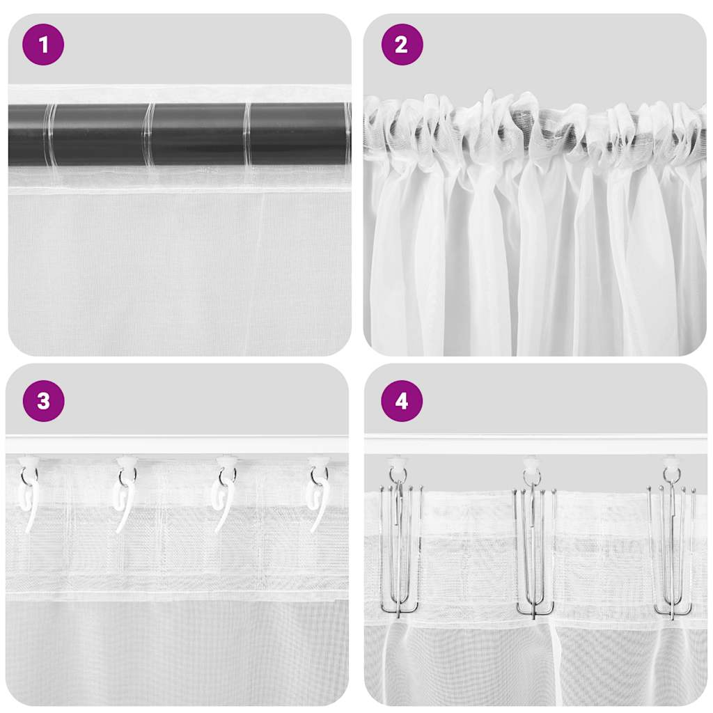 Tende in Voile con Tasche per Aste 2 pz Rosa Chiaro 4102190