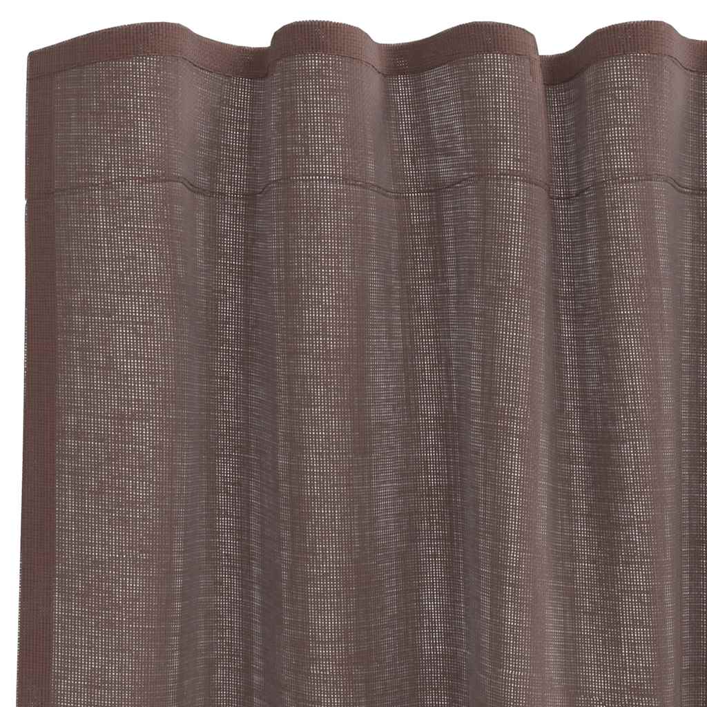 Tende in Voile con Linguetta 2 pz Marrone 4102261