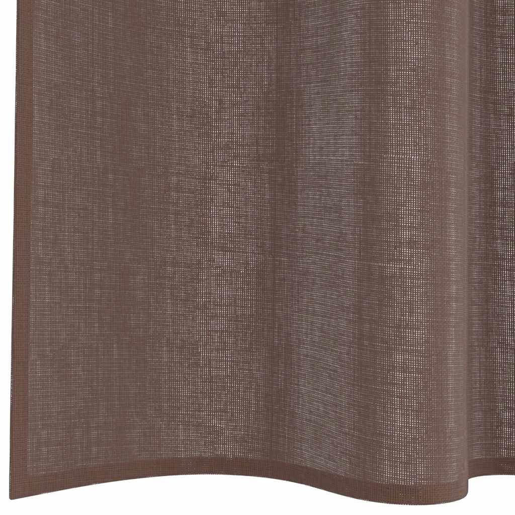 Tende in Voile con Linguetta 2 pz Marrone 4102261