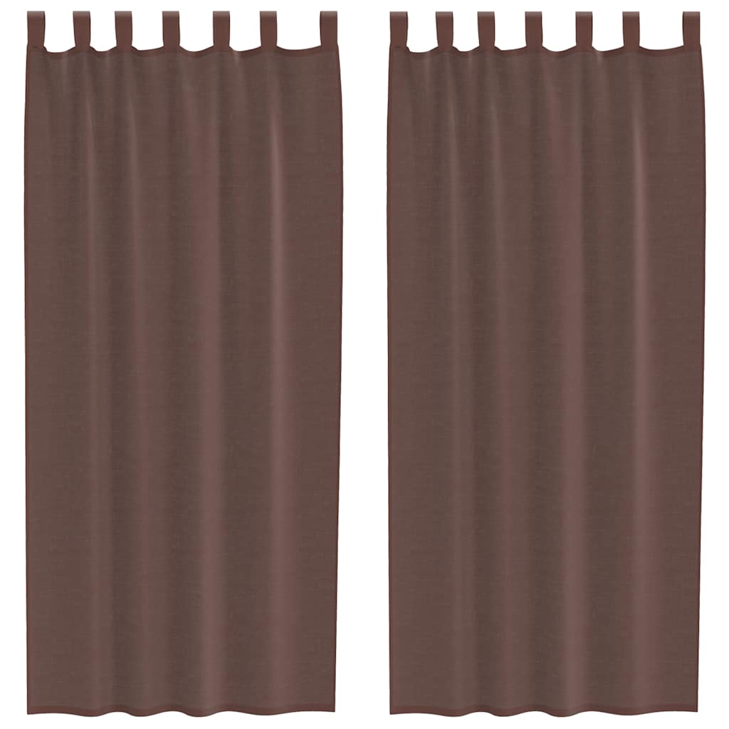 Tende in Voile con Linguetta 2 pz Marrone 4102264