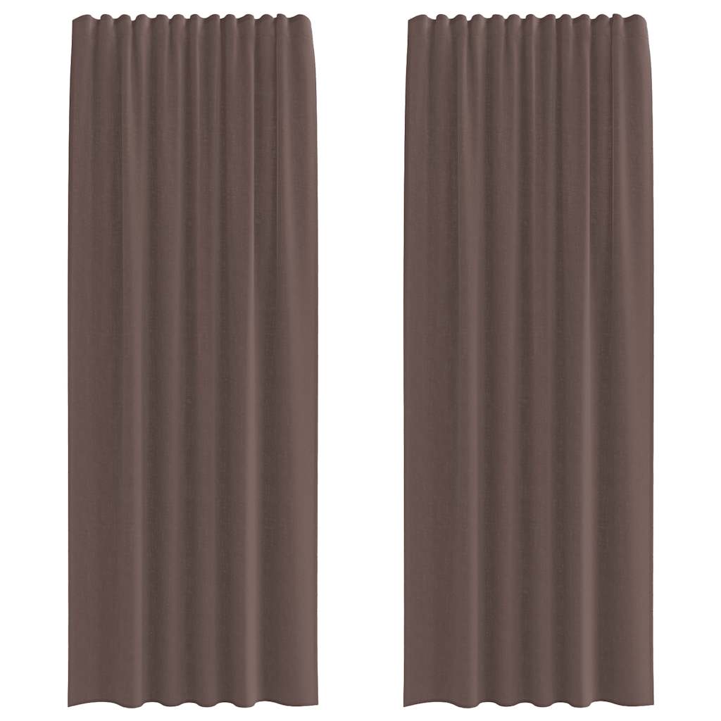 Tende in Voile con Linguetta 2 pz Marrone 4102265