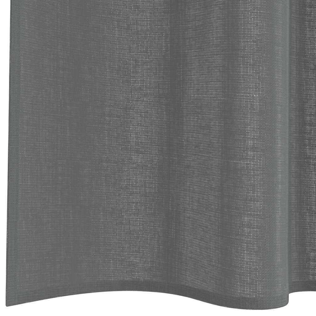 Tende in Voile con Passanti 2 pz Grigio Scuro 140x225 cm 4102273