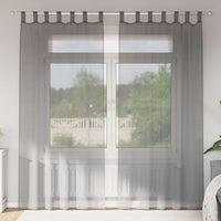 Tende in Voile con Passanti 2 pz Grigio Scuro 140x225 cm 4102273