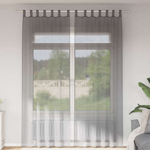 Tende in Voile con Passanti 2 pz Grigio Scuro 140x260 cm 4102275