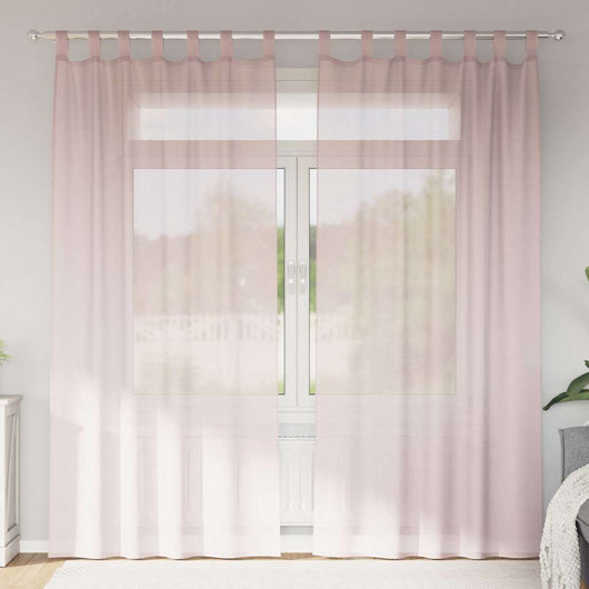 Tende in Voile con Passanti 2 pz Rosa Chiaro 140x245 cm 4102279