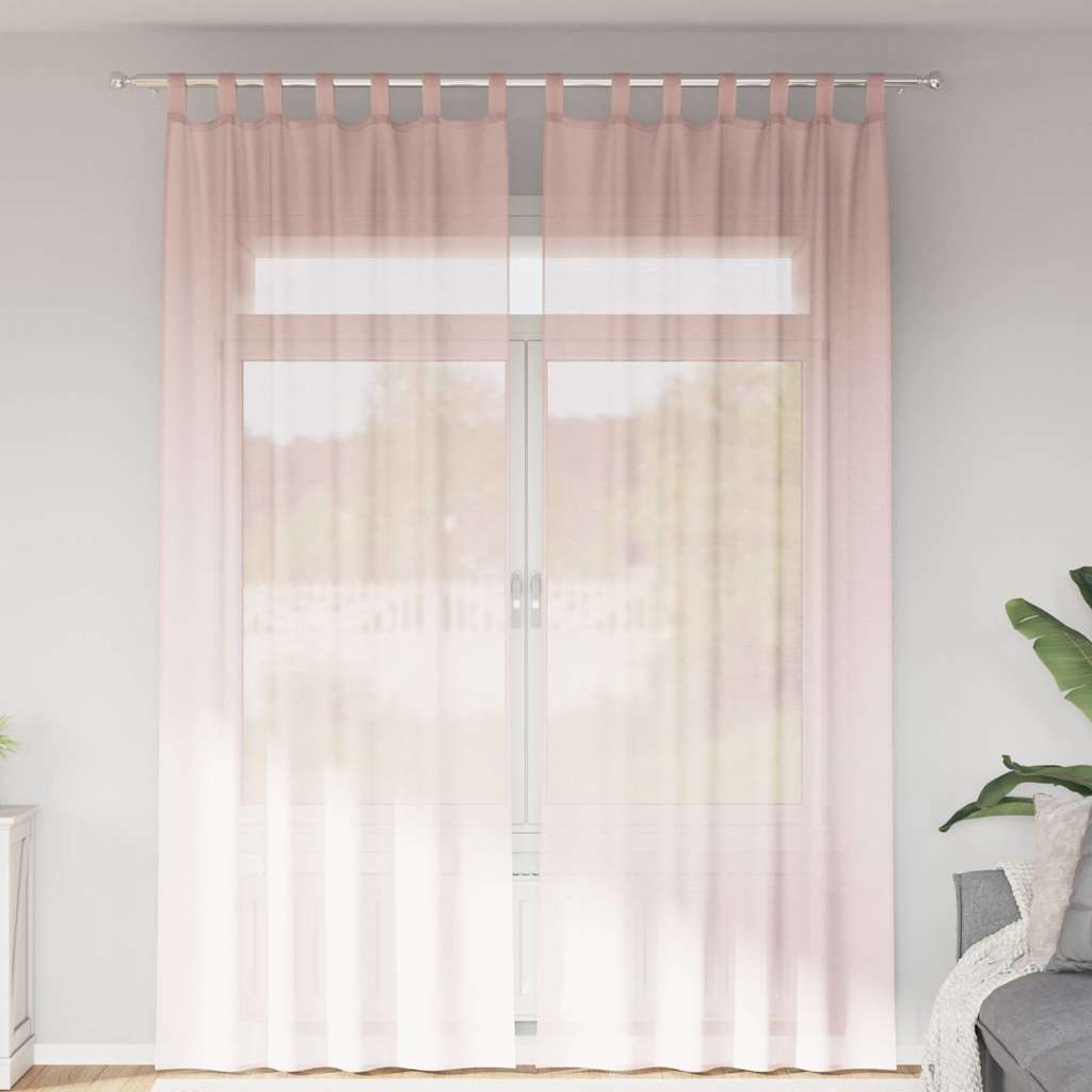 Tende in Voile con Passanti 2 pz Rosa Chiaro 140x260 cm 4102280