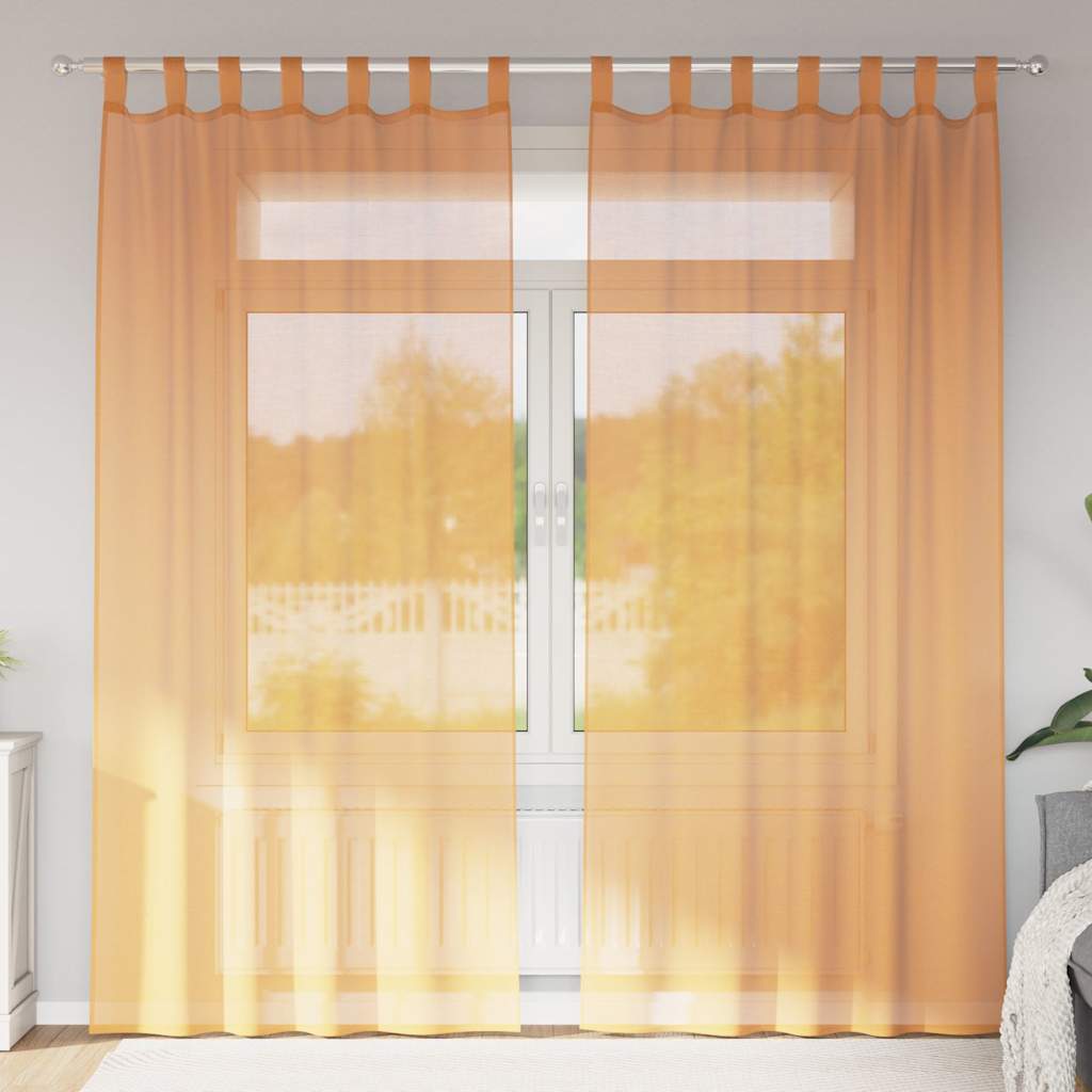 Tende in Voile con Passanti 2 pz Arancio 140x225 cm