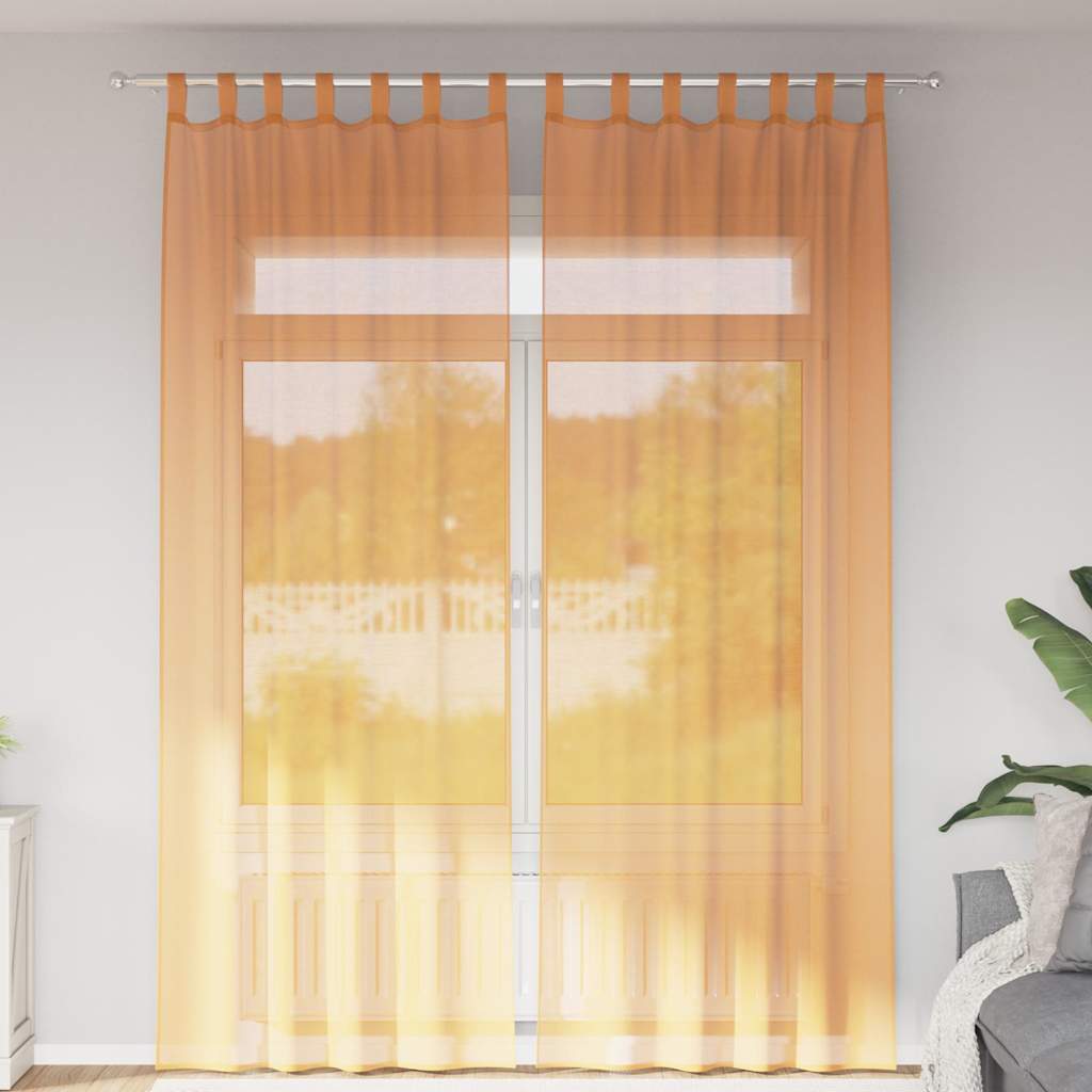 Tende in Voile con Passanti 2 pz Arancio 140x260 cm 4102285
