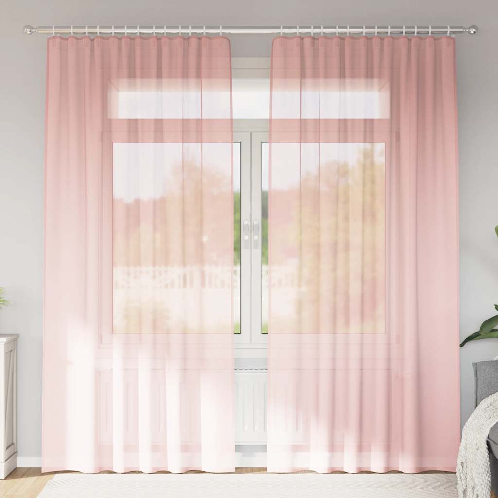 Tende in Voile con Passanti 2 pz Rosa 140x245 cm 4102289