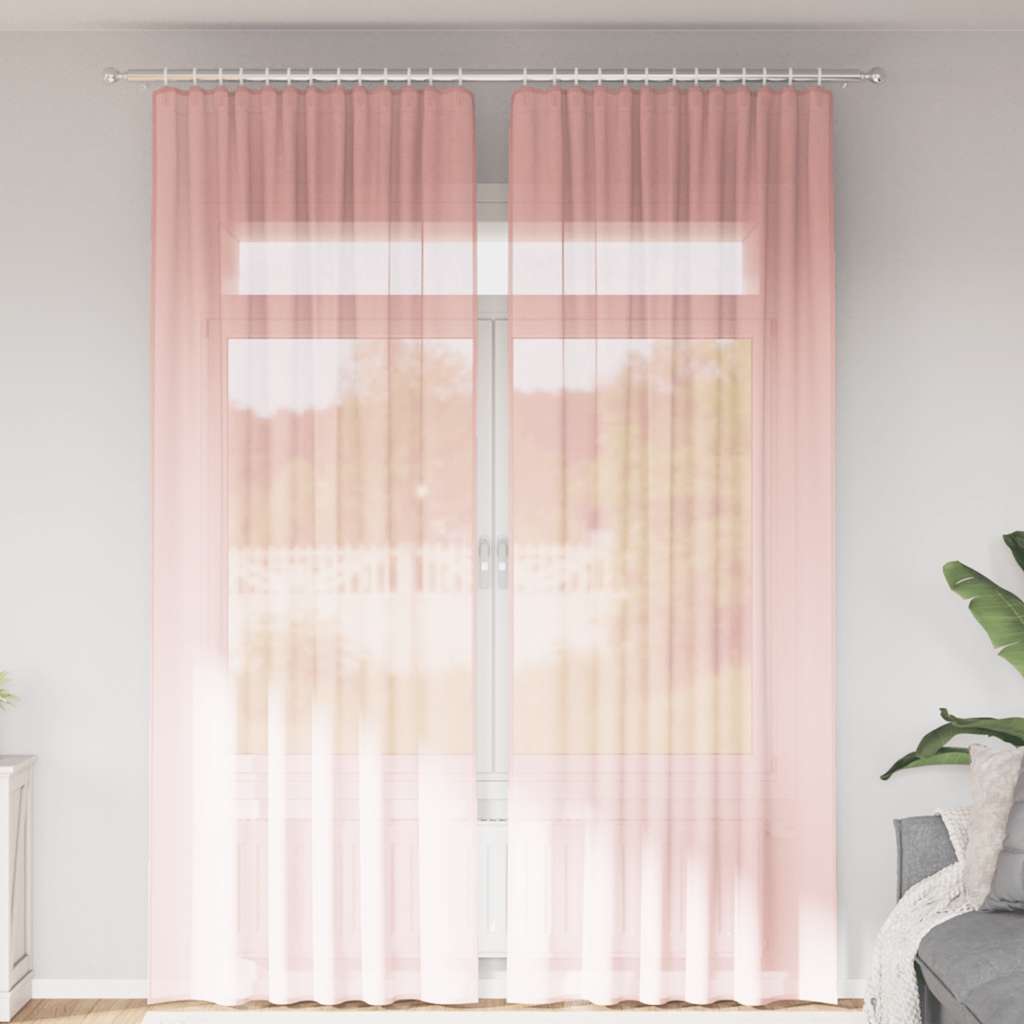 Tende in Voile con Passanti 2 pz Rosa 140x260 cm 4102290