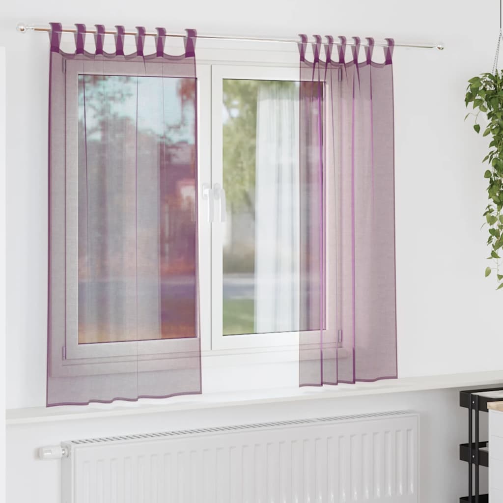 Tende in Voile con Passanti 2 pz Viola 140x140 cm 4102291