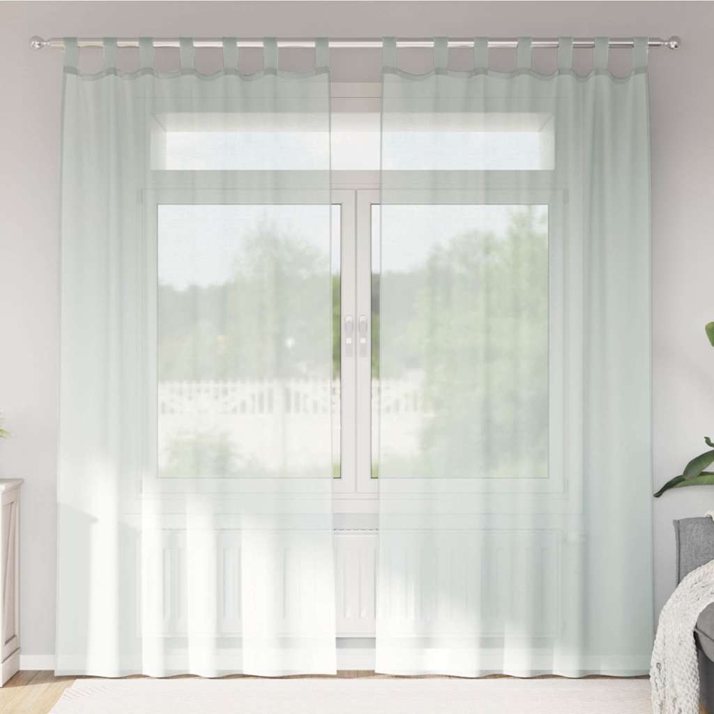 Tende in Voile con Passanti 2 pz Grigio Chiaro 140x245 cm 4102299