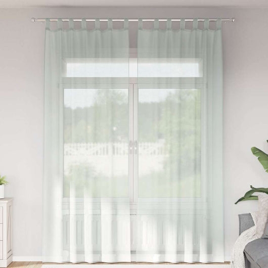 Tende in Voile con Passanti 2 pz Grigio Chiaro 140x260 cm 4102300