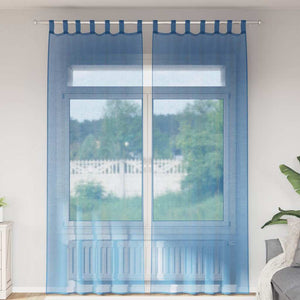 Tende in Voile con Passanti 2 pz Blu Reale 140x260 cm 4102305