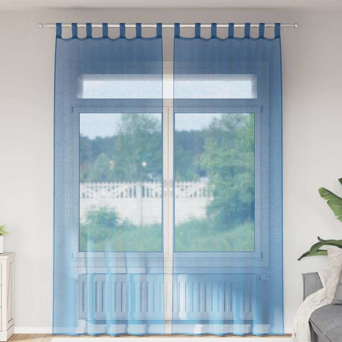 Tende in Voile con Passanti 2 pz Blu Reale 140x260 cm 4102305