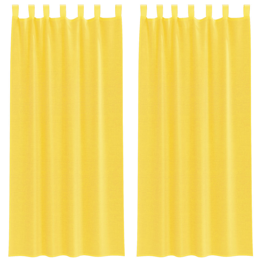 Tende in Voile con Passanti 2 pz Giallo 140x245 cm
