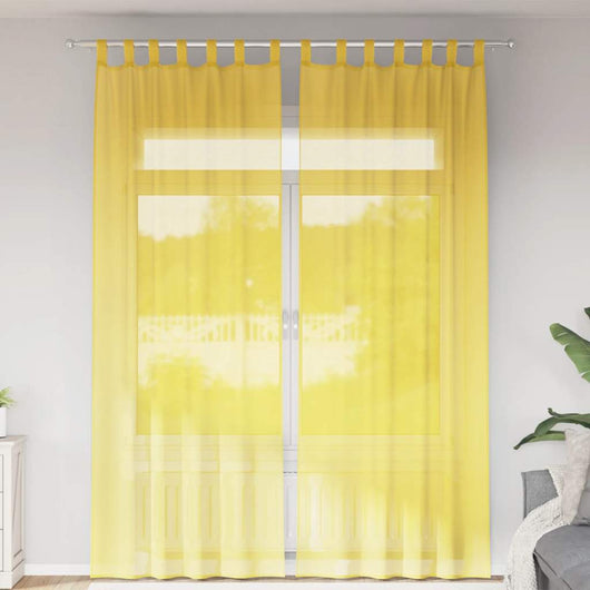 Tende in Voile con Passanti 2 pz Giallo 140x260 cm 4102320