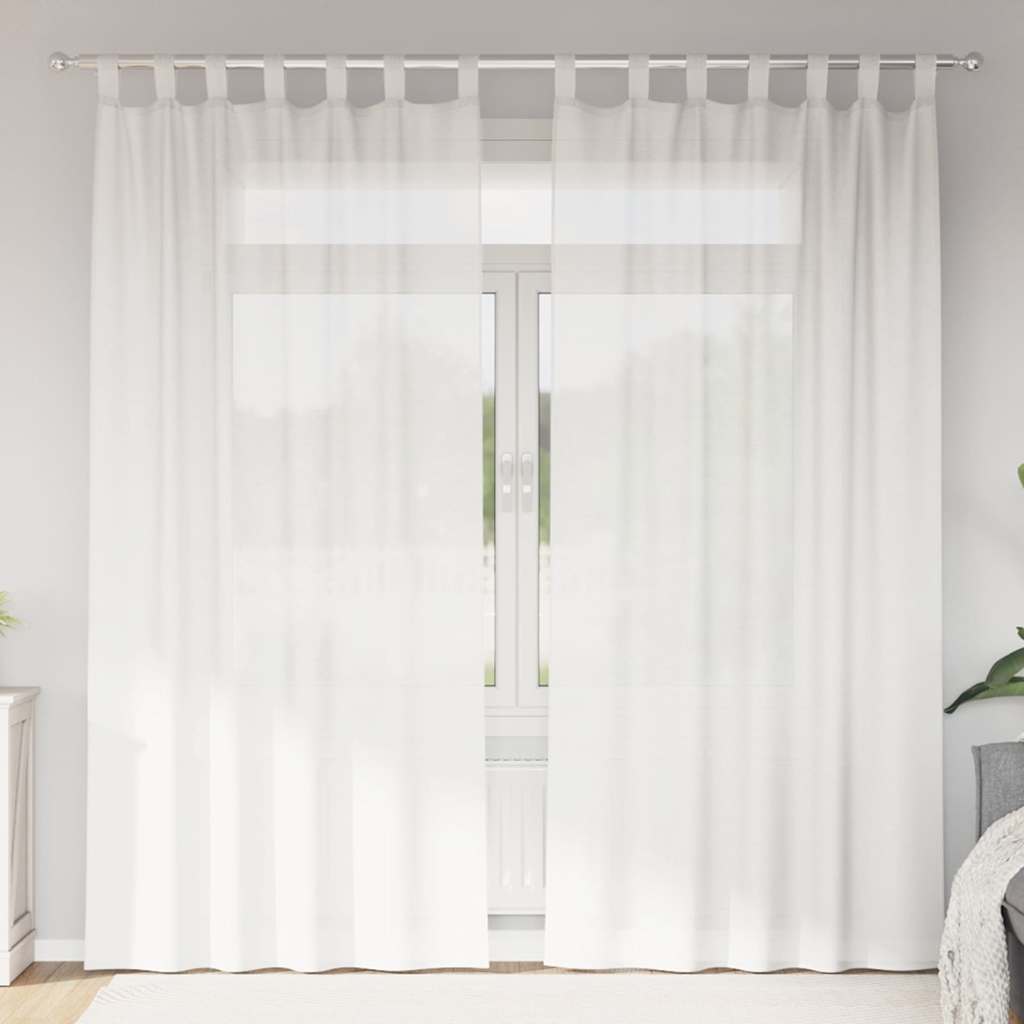 Tende in Voile con Passanti 2 pz Bianco 140x225 cm