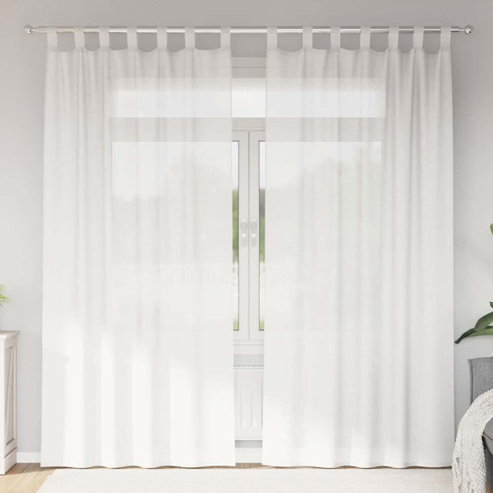 Tende in Voile con Passanti 2 pz Bianco 140x225 cm