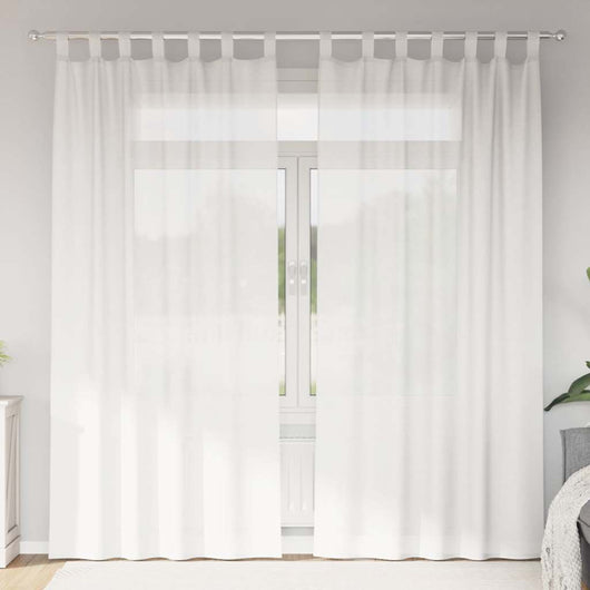Tende in Voile con Passanti 2 pz Bianco 140x245 cm 4102334