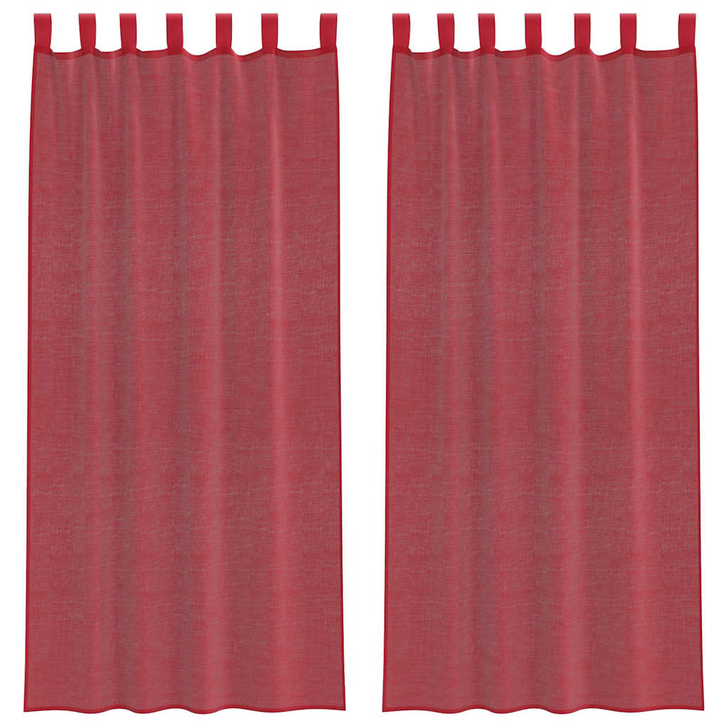 Tende in Voile con Passanti 2 pz Rosso Vino 140x245 cm 4102339