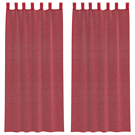 Tende in Voile con Passanti 2 pz Rosso Vino 140x245 cm 4102339
