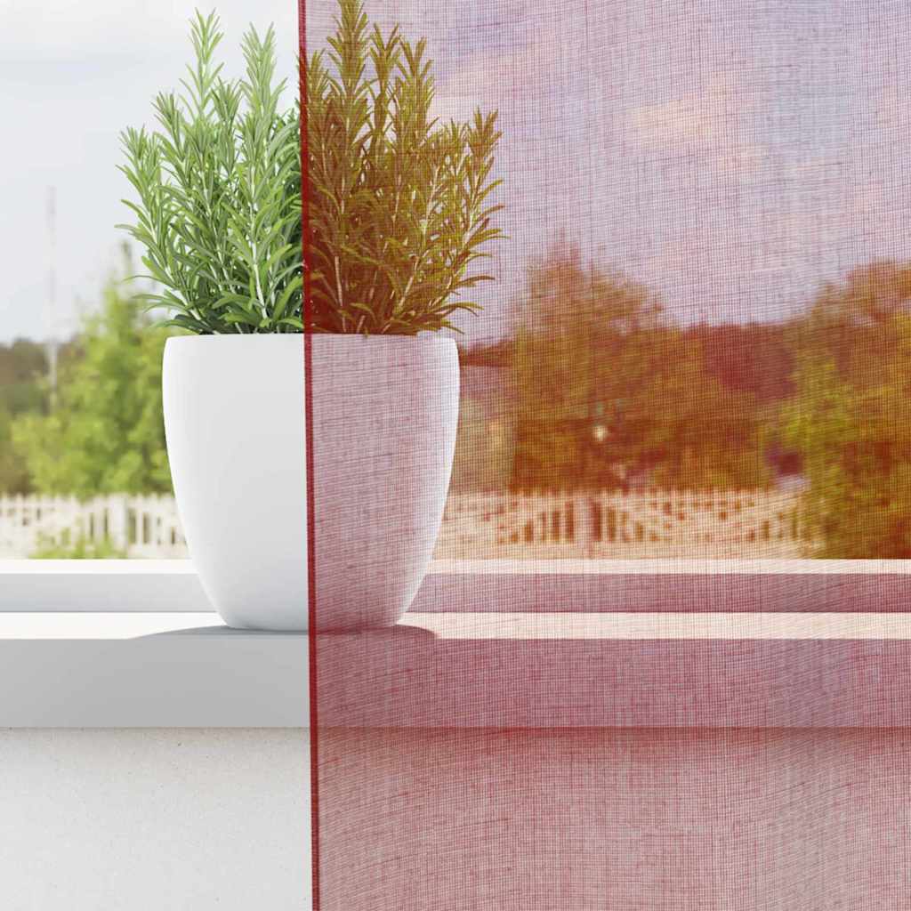 Tende in Voile con Passanti 2 pz Rosso Vino 140x245 cm 4102339