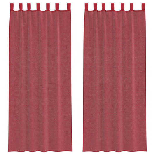 Tende in Voile con Passanti 2 pz Rosso Vino 140x260 cm 4102340