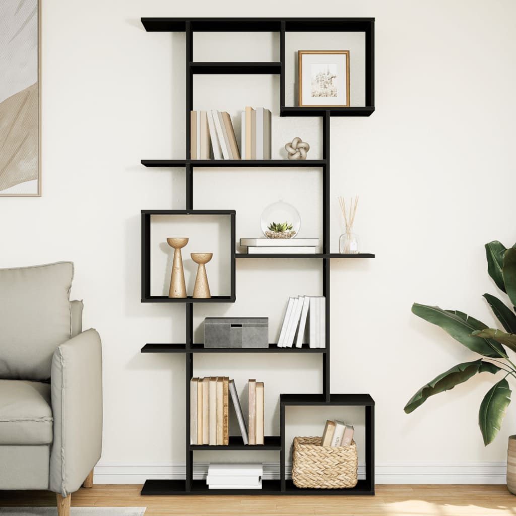 Libreria Nera 92x29x188 cm in Legno Multistrato 3310317
