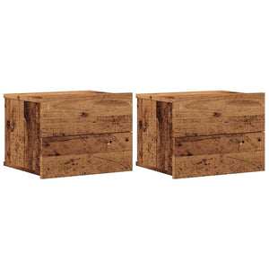 vidaXL Comodini a Muro 2 pz Legno Antico 40x32x30 cm