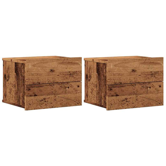 vidaXL Comodini a Muro 2 pz Legno Antico 40x32x30 cm