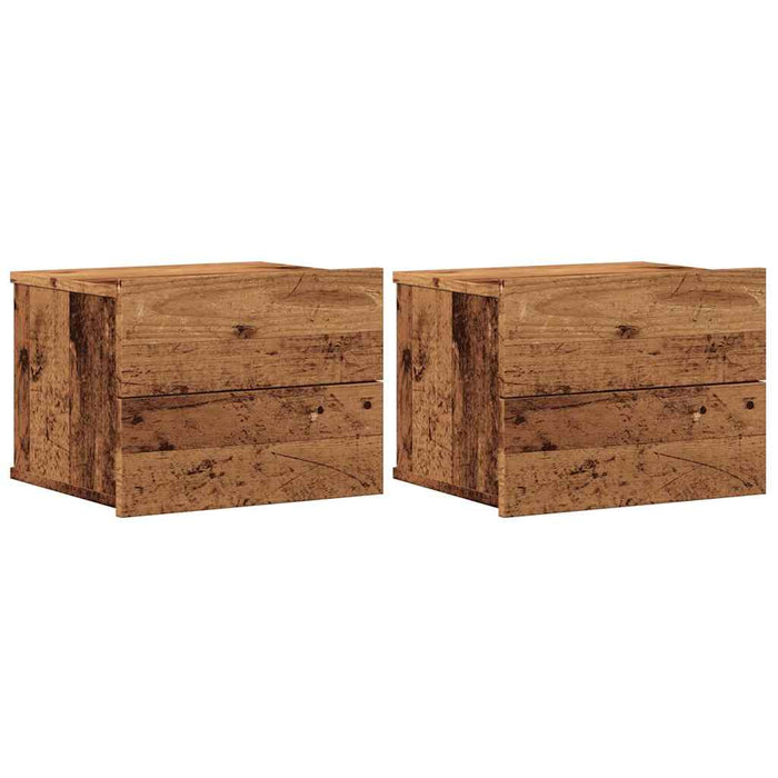 vidaXL Comodini a Muro 2 pz Legno Antico 40x32x30 cm