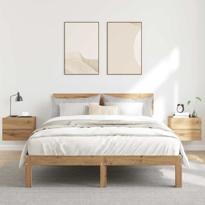 vidaXL Comodini a Muro 2 pz Rovere Artigianale 40x32x30 cm