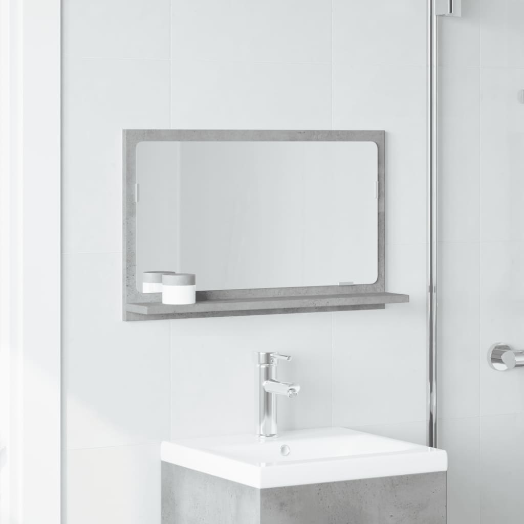 vidaXL Mobile Bagno con Specchio Grigio Cemento 60x11x37 cm Truciolato