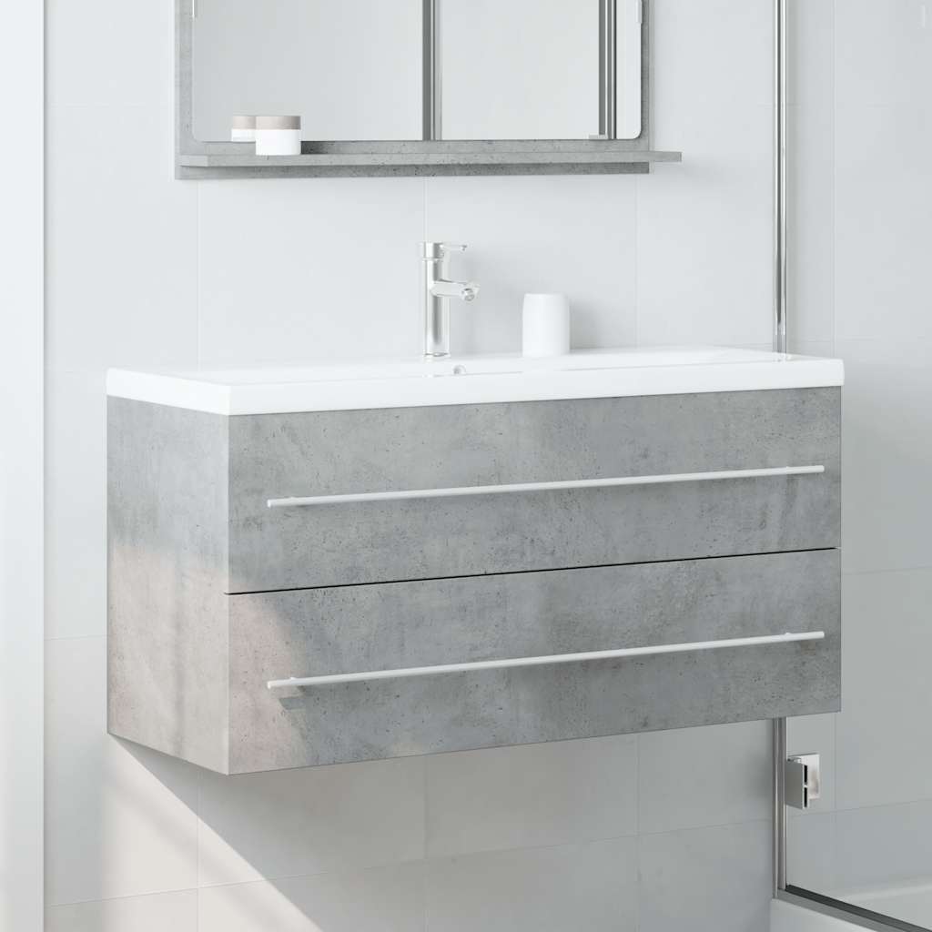 Mobile Lavabo-Armadietto da bagno Grigio Cemento 100x38,5x48cm in Legno Multistrato