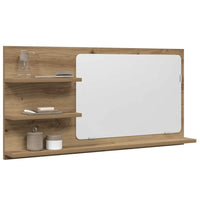 Mobile Bagno Specchio-Mensola con Specchio Rovere Artigianale 90x11x45 cm Truciolato