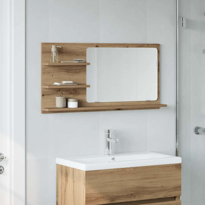 Mobile Bagno Specchio Rovere Artigianale 90x11x45 cm Truciolato 856263