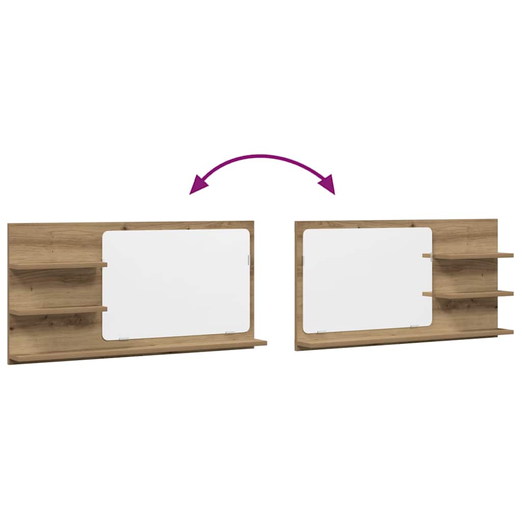 Mobile Bagno Specchio-Mensola con Specchio Rovere Artigianale 90x11x45 cm Truciolato