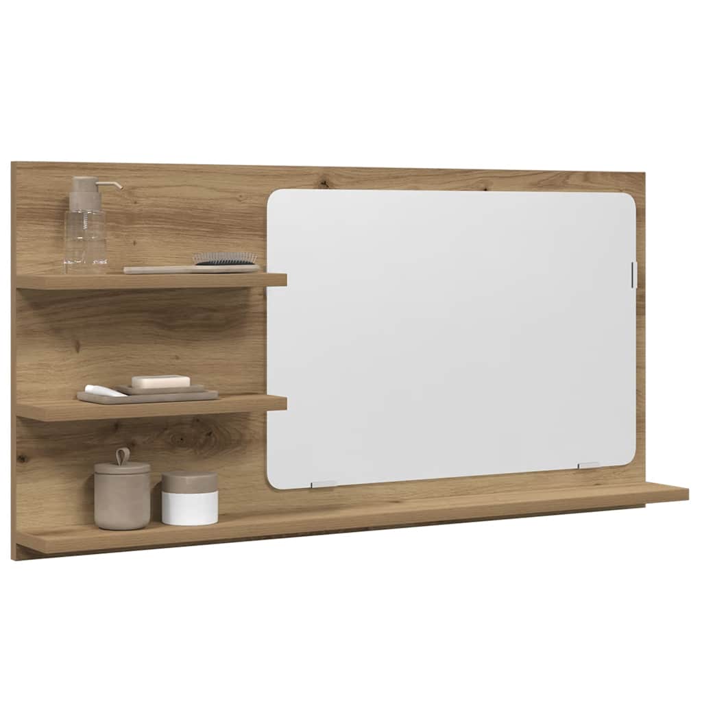 Mobile Bagno Specchio Rovere Artigianale 90x11x45 cm Truciolato 856263