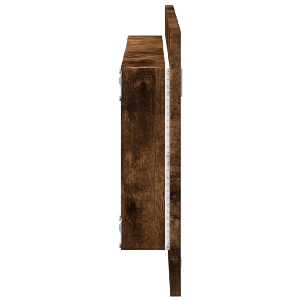 Specchio Bagno LED Rovere Fumo 100x8,5x37cm Legno Multistrato 856272