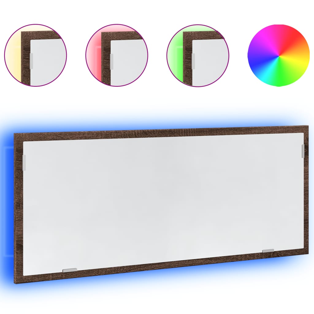 Specchio da Bagno LED-Specchio decorativo con LED Rovere Marrone 100x8,5x37cm in Truciolato
