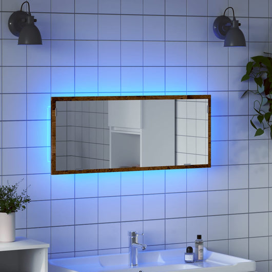 Specchio Bagno LED-Specchio Decorativo Legno Antico 100x8,5x37 cm Legno Multistrato