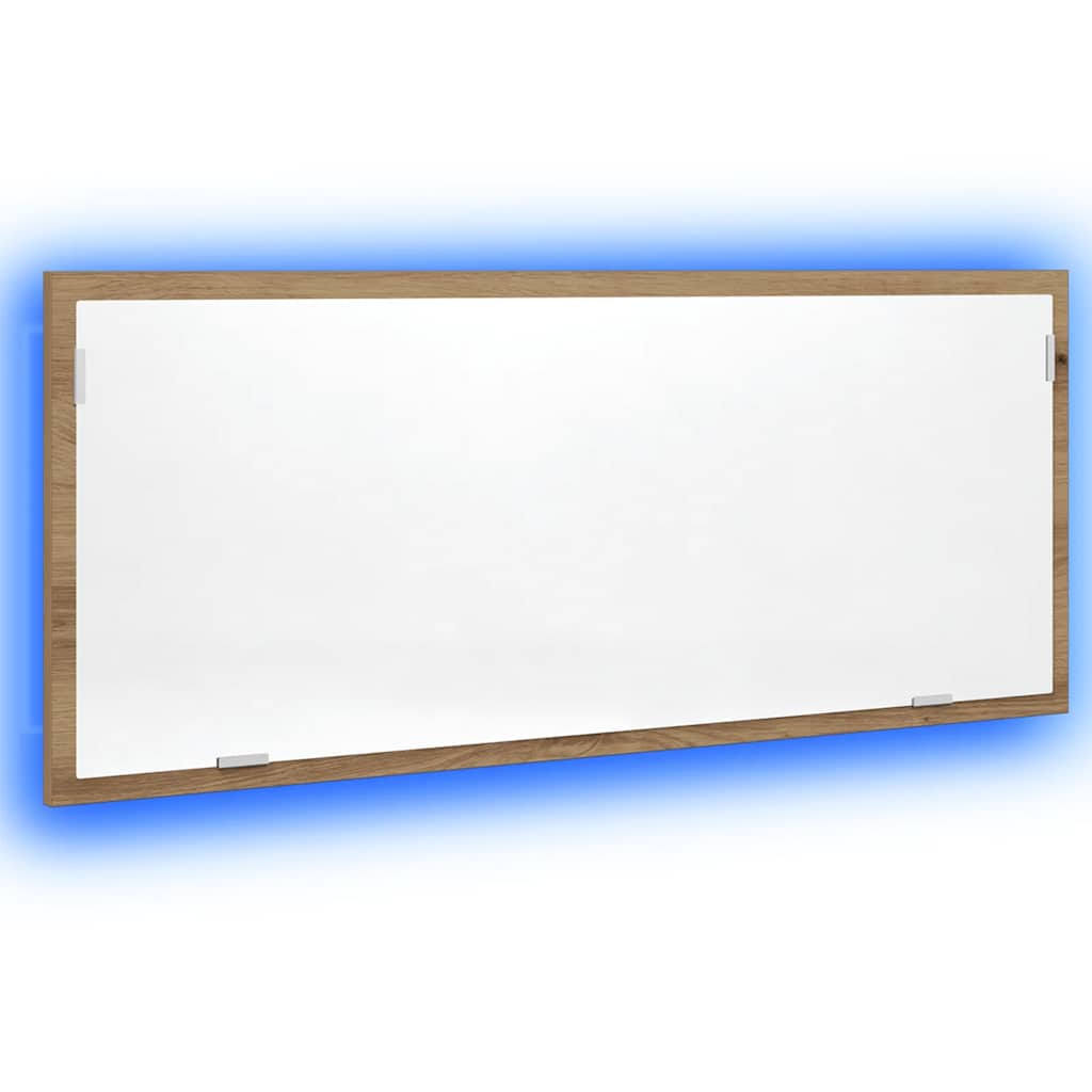 Specchio Bagno LED Rovere Artigianale 100x8,5x37 cm Multistrato 856276