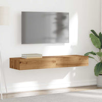 vidaXL Mobili Porta TV Luci LED 2 pz Rovere Artigianale 60x35x15,5 cm