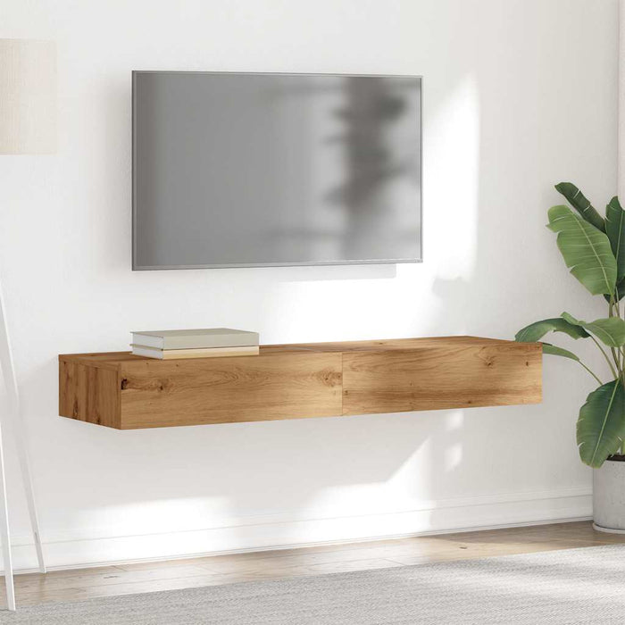 vidaXL Mobili Porta TV Luci LED 2 pz Rovere Artigianale 60x35x15,5 cm