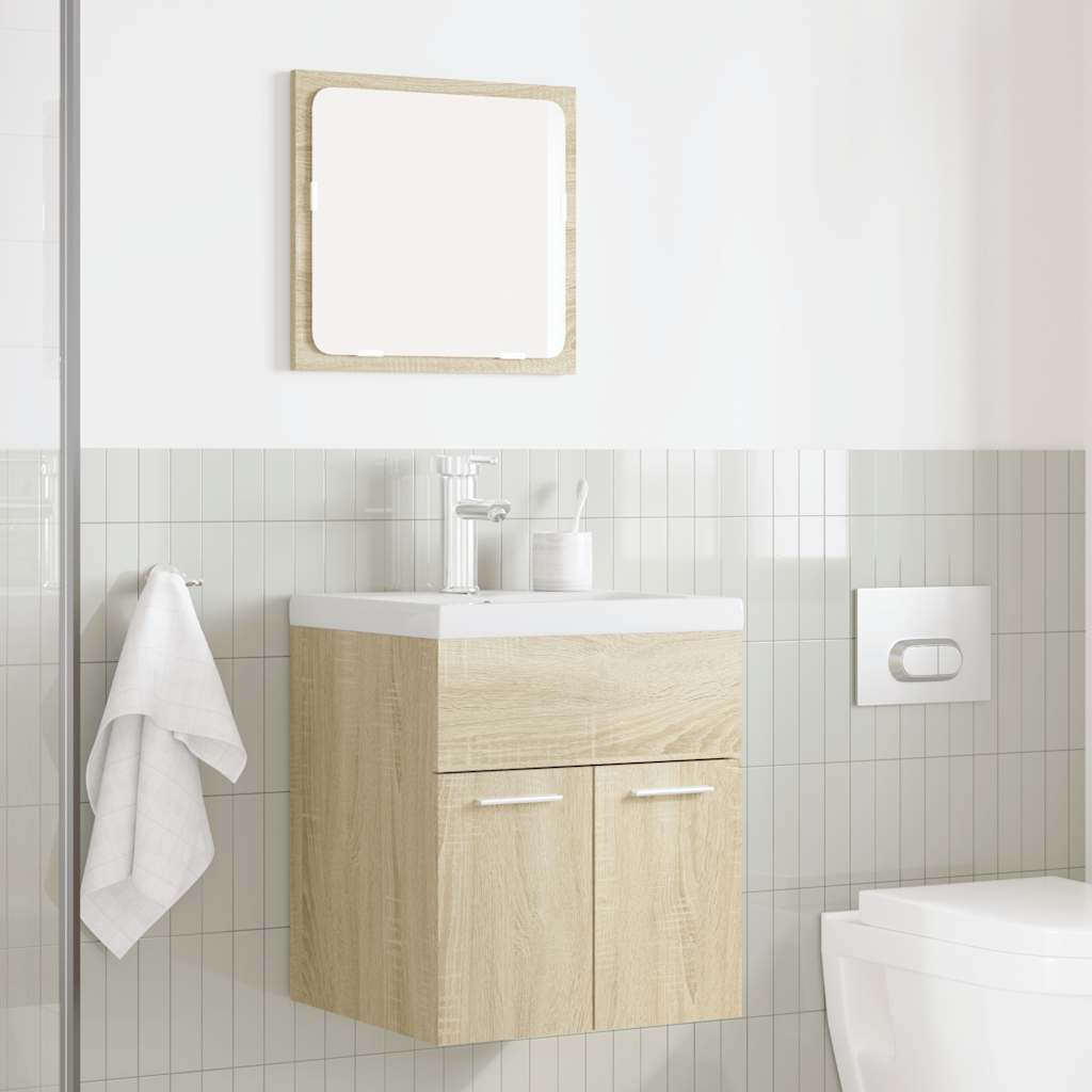 Set Mobili da Bagno 2 pz Rovere Sonoma in Legno Multistrato 856367