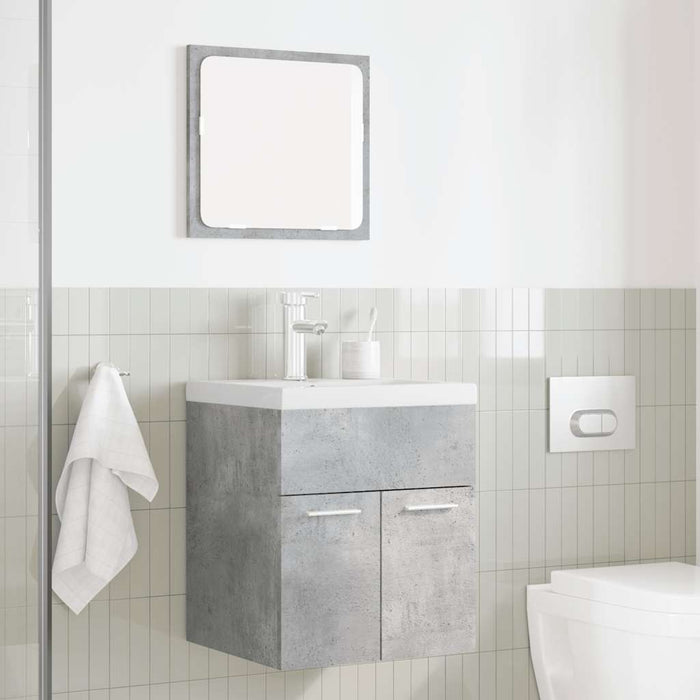Set Mobili da Bagno 2 pz Grigio Cemento in Legno Multistrato 856368