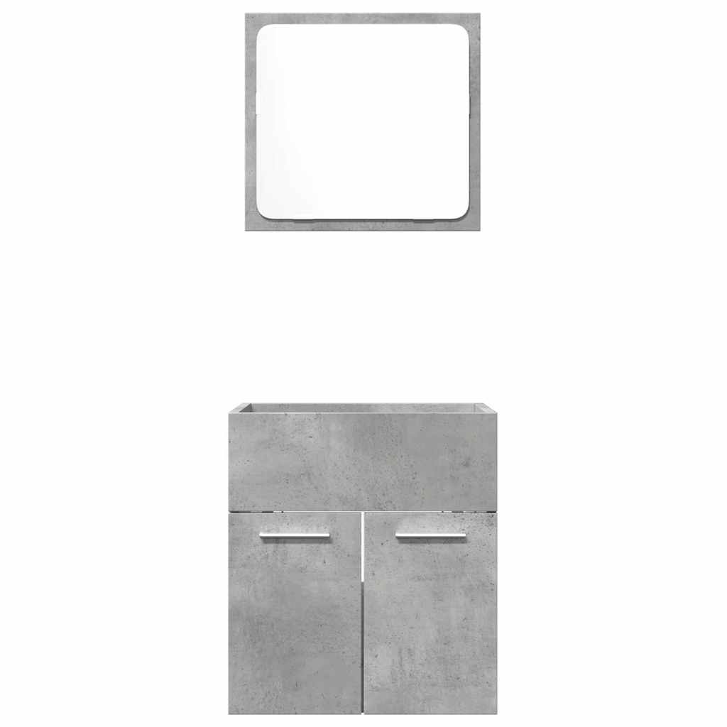Set Mobili da Bagno 2 pz Grigio Cemento in Legno Multistrato