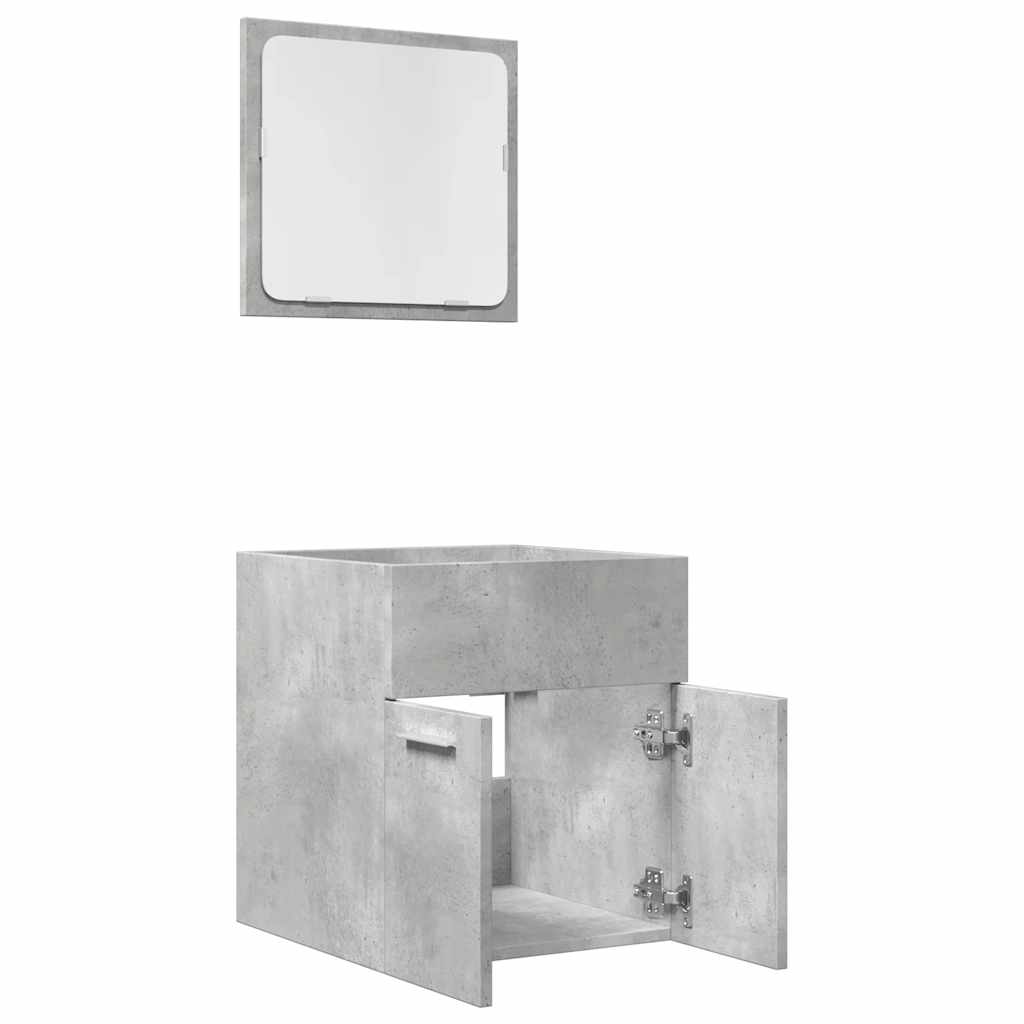 Set Mobili da Bagno 2 pz Grigio Cemento in Legno Multistrato