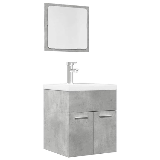 Set Mobili da Bagno 2 pz Grigio Cemento in Legno Multistrato 856368